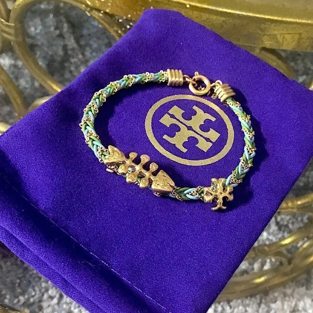 TORY BURCH BRAID CHARM BRACELET